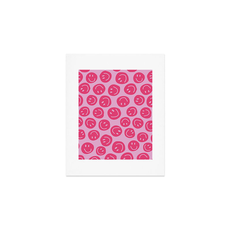 Hot Pink Smiley Faces Art Print Gallery Image 1