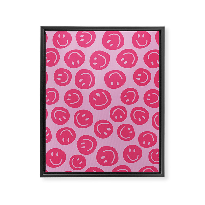Hot Pink Smiley Faces Framed Canvas Print Gallery Image 8