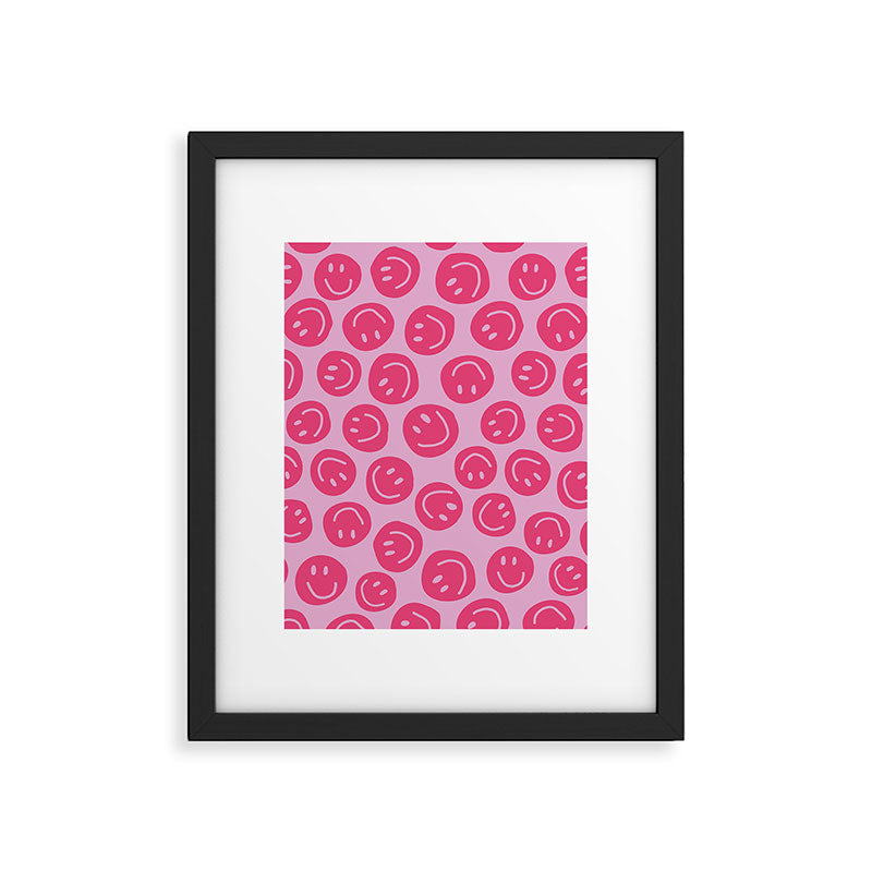 Hot Pink Smiley Faces Framed Art Print Gallery Image 6