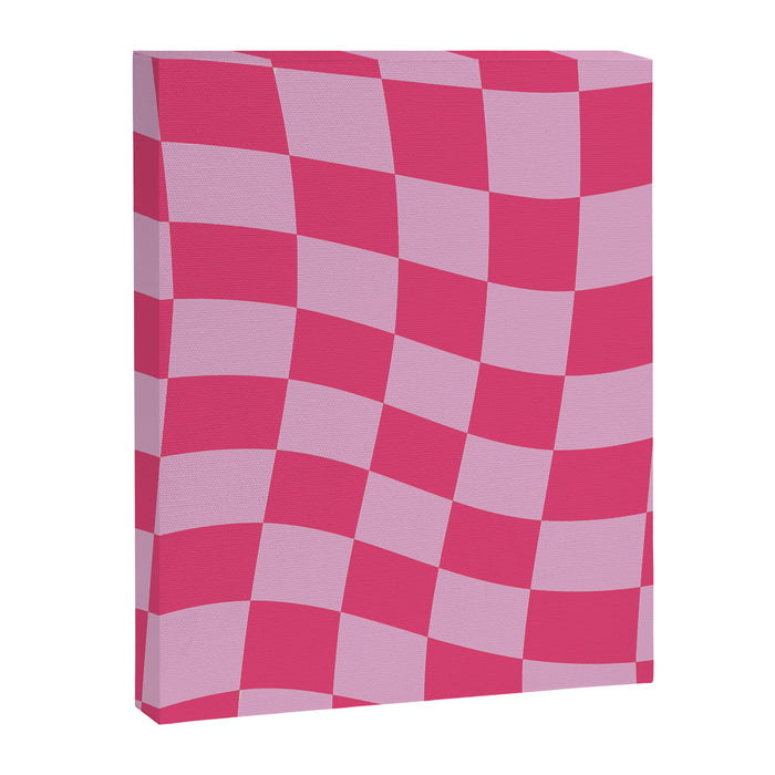 Hot Pink Wavy Checkered Pattern Canvas Print Gallery Image 1