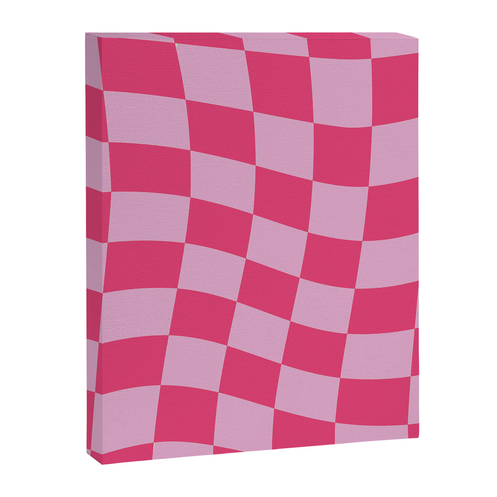 Hot Pink Wavy Checkered Pattern Canvas Print Gallery Image 3