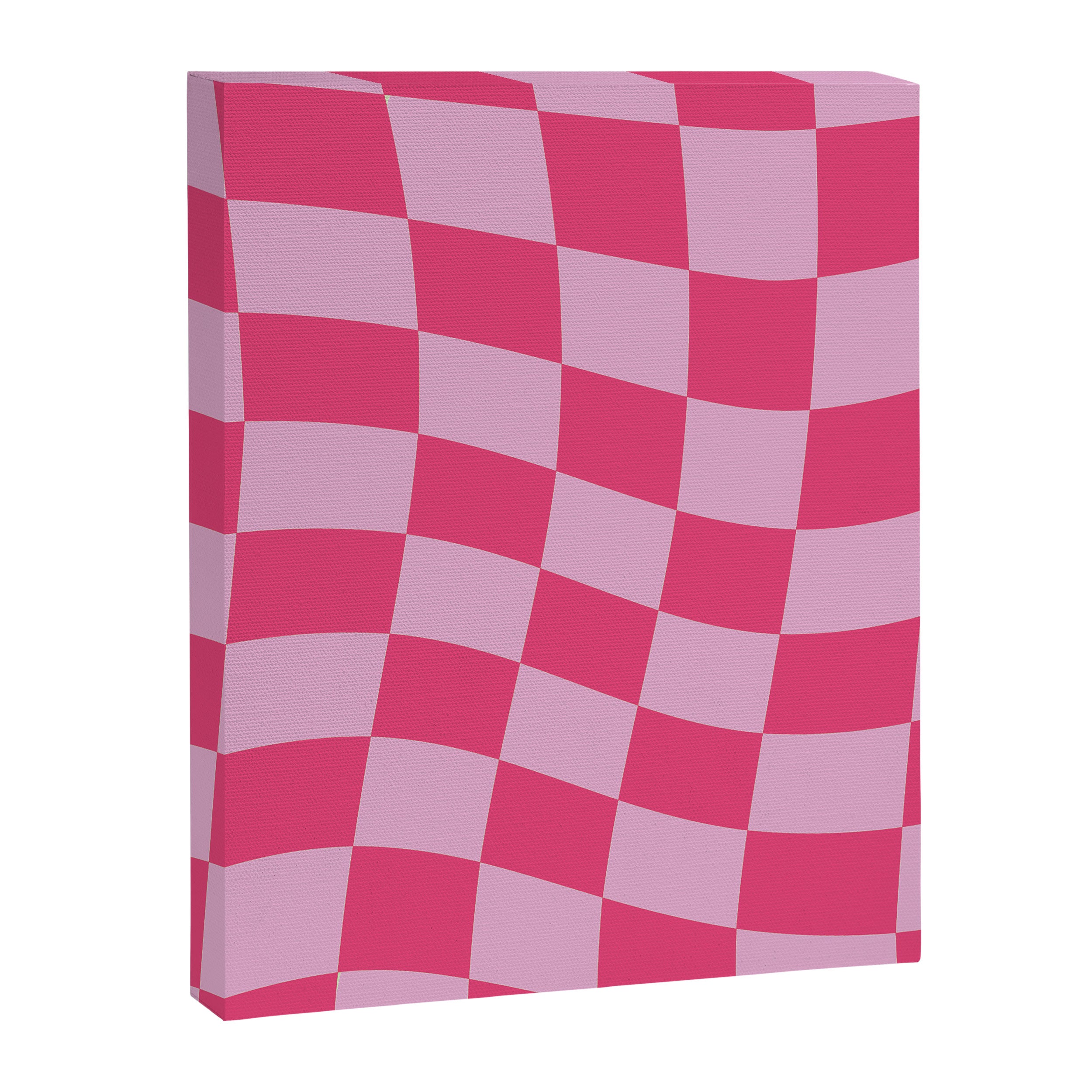 Hot Pink Wavy Checkered Pattern Canvas Print Gallery Image 3