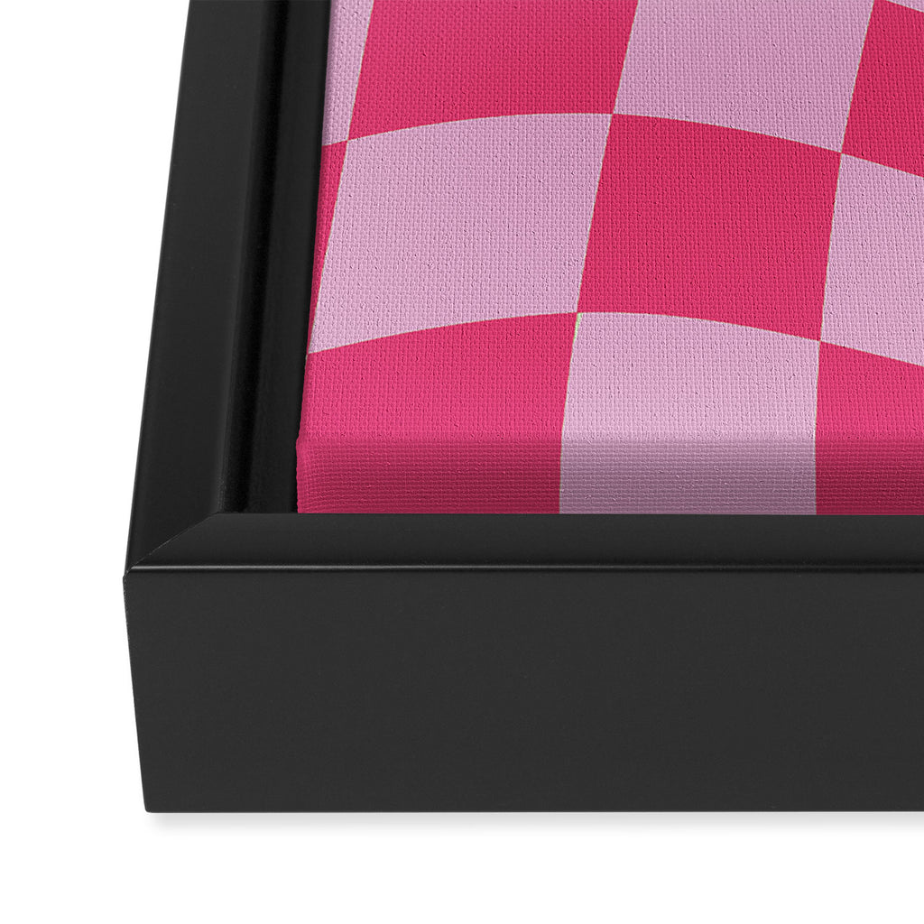 Hot Pink Wavy Checkered Pattern Framed Canvas Print Gallery Image 3