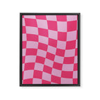 Hot Pink Wavy Checkered Pattern Framed Canvas Print Gallery Image 8