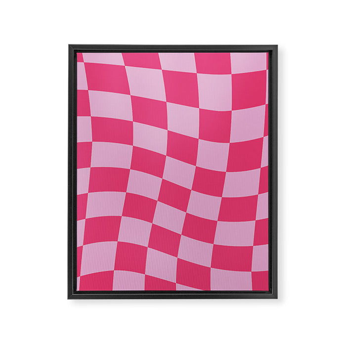 Hot Pink Wavy Checkered Pattern Framed Canvas Print Gallery Image 1