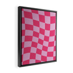 Hot Pink Wavy Checkered Pattern Framed Canvas Print Gallery Image 2