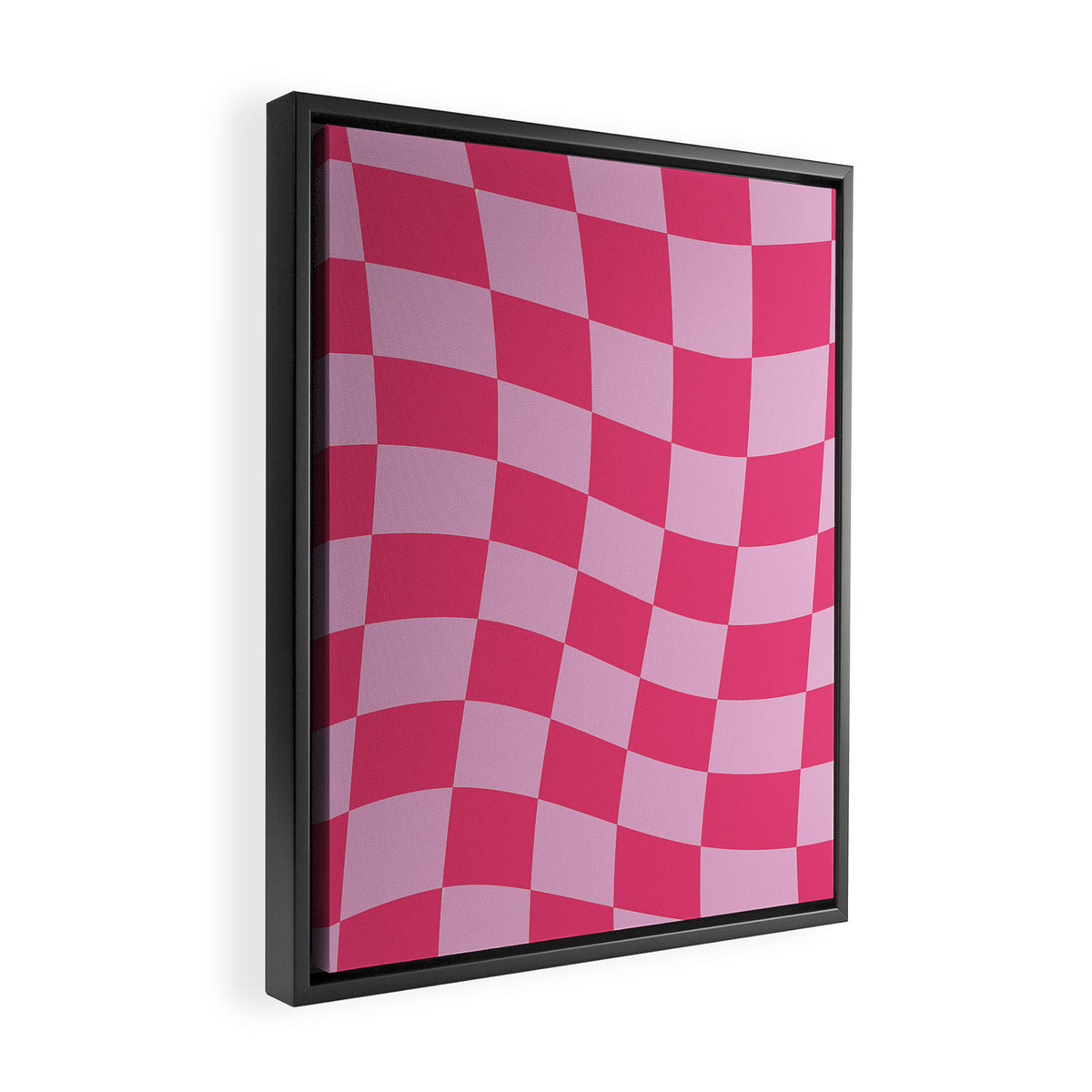Hot Pink Wavy Checkered Pattern Framed Canvas Print Gallery Image 2