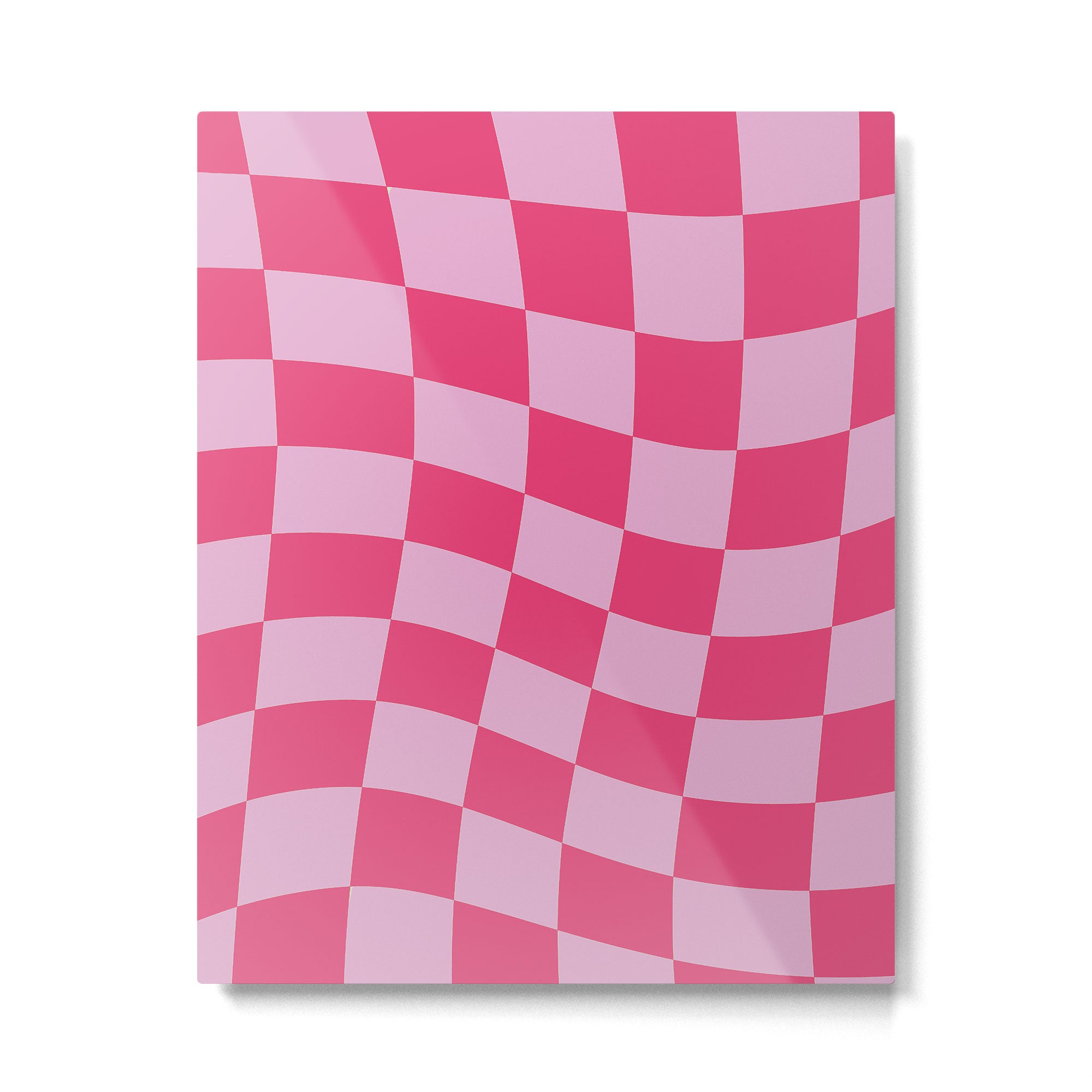 Hot Pink Wavy Checkered Pattern Metal Print Gallery Image 6