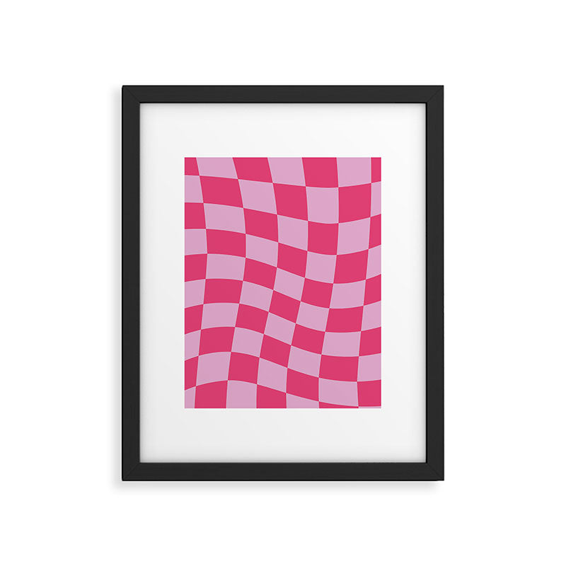 Hot Pink Wavy Checkered Pattern Framed Art Print Gallery Image 6