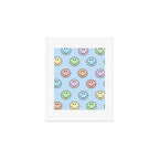 Pastel Blue Colorful Smiley Faces Art Print Gallery Image 1