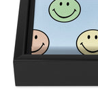 Pastel Blue Colorful Smiley Faces Framed Canvas Print Gallery Image 3