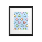 Pastel Blue Colorful Smiley Faces Framed Art Print Gallery Image 6