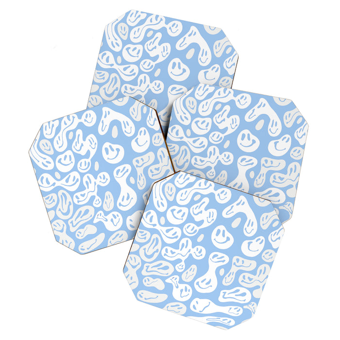 Pastel Blue Dripping Smiley Coaster Gallery Image 1