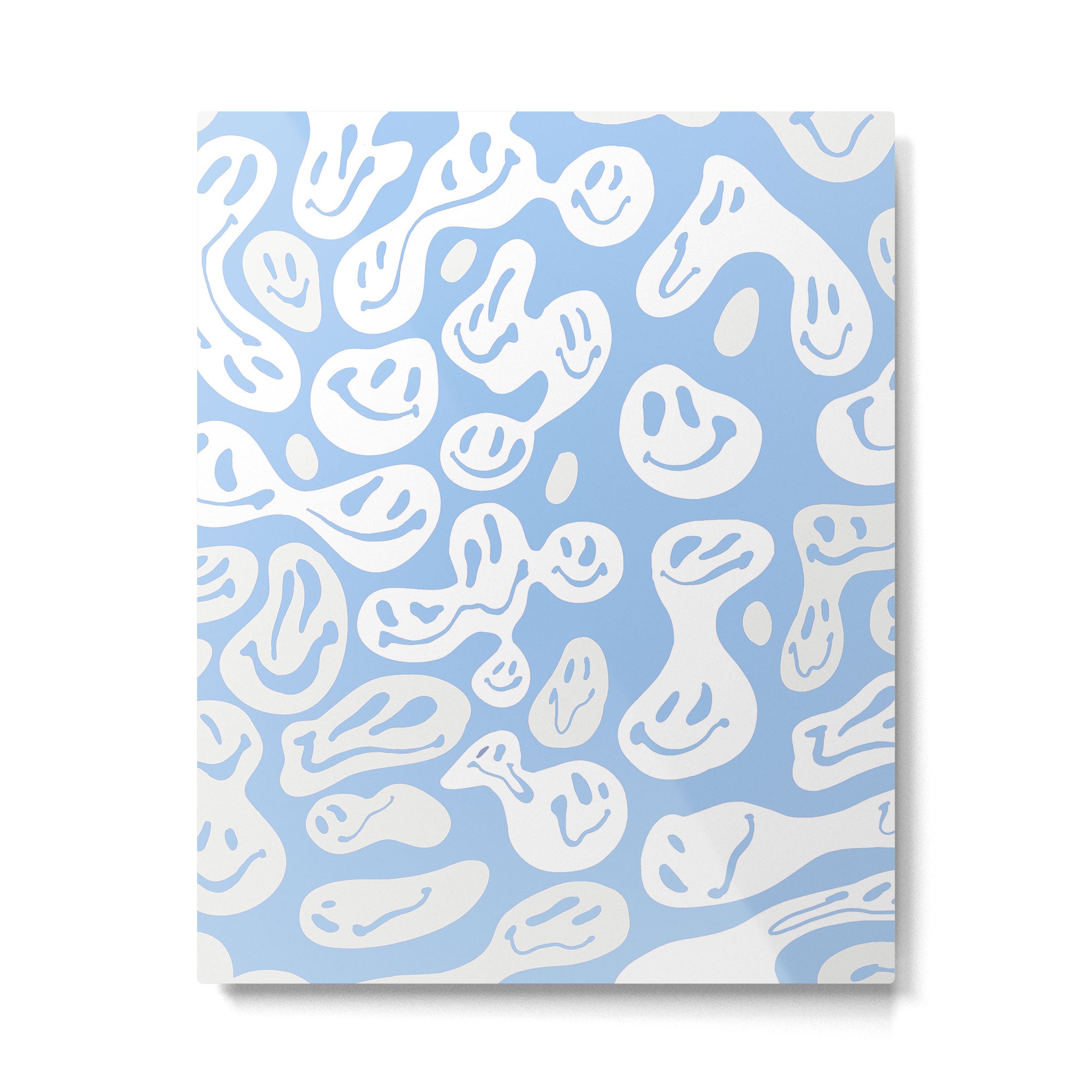 Pastel Blue Dripping Smiley Metal Print Gallery Image 6