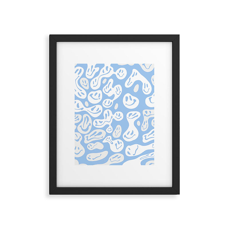 Pastel Blue Dripping Smiley Framed Art Print Gallery Image 6