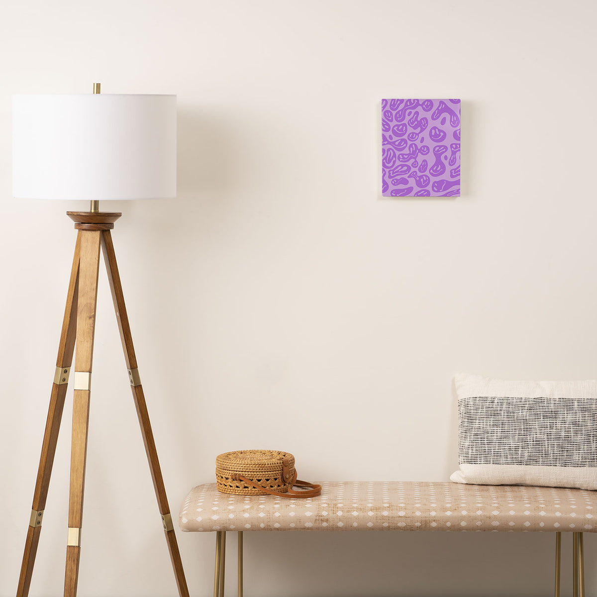 Pastel Purple Dripping Smiley Canvas Print Gallery Image 2
