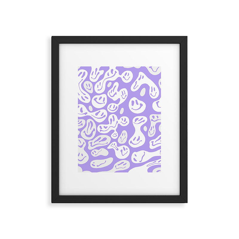 Pastel Purple Dripping Smiley Framed Art Print Gallery Image 6