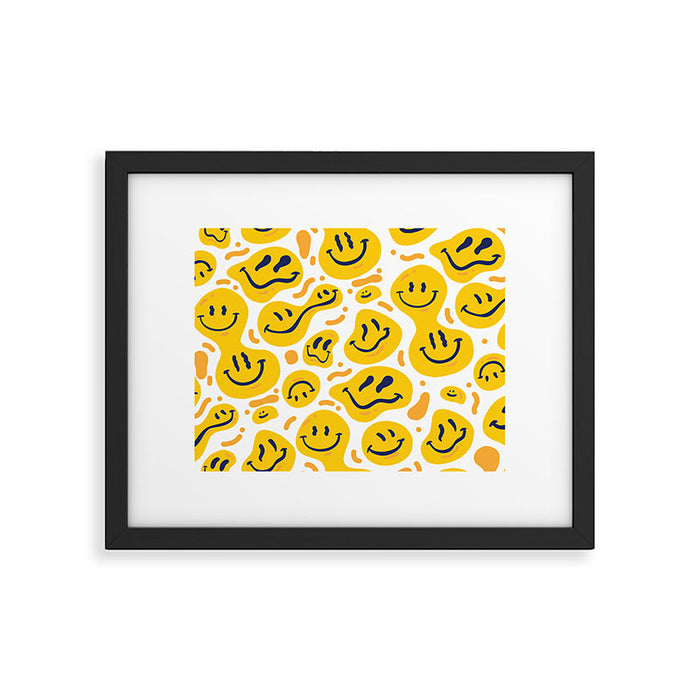 Yellow Dripping Smiley Faces Framed Art Print Gallery Image 1