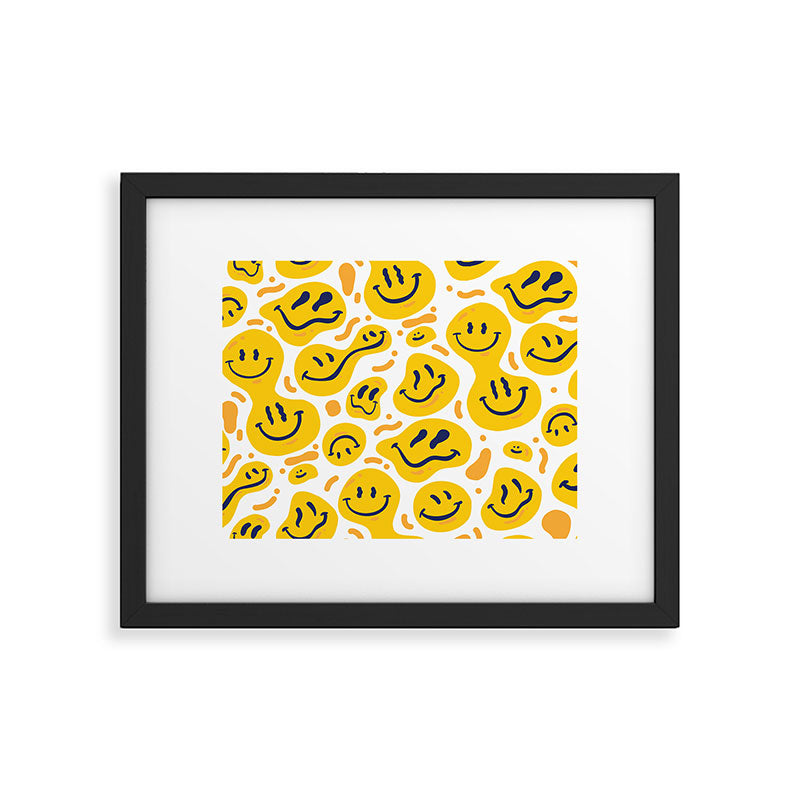 Yellow Dripping Smiley Faces Framed Art Print Gallery Image 6