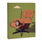 Cats on Chairs Deluxe Collection - Green Canvas Print Gallery Image 6