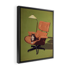 Cats on Chairs Deluxe Collection - Green Framed Canvas Print Gallery Image 2