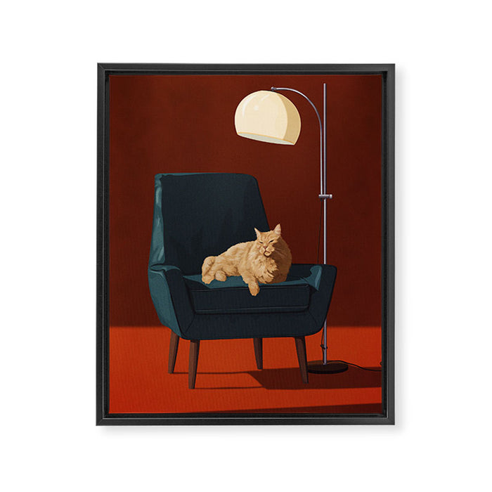 Cats on Chairs Deluxe Collection - Red Framed Canvas Print Gallery Image 1
