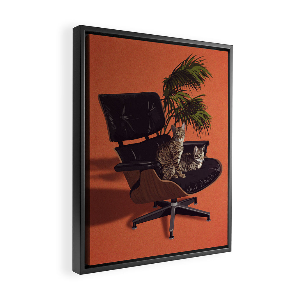 Cats on Chairs Deluxe Collection - Savannahs Framed Canvas Print Gallery Image 2