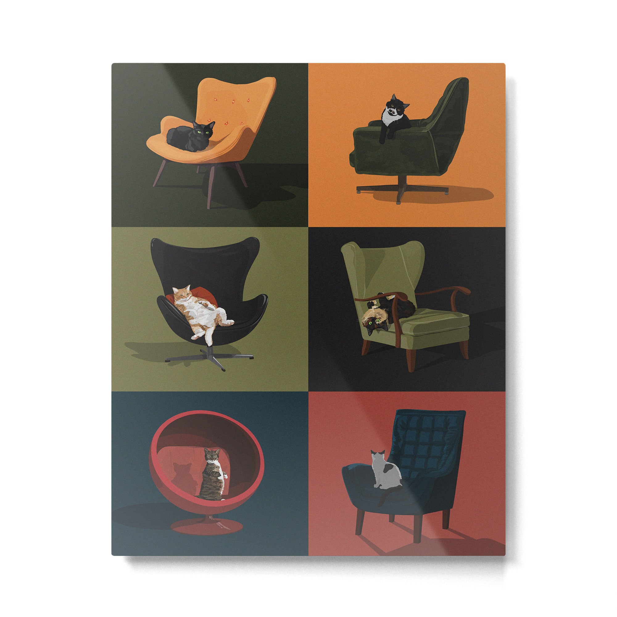 Cats on Chairs Metal Print Gallery Image 4