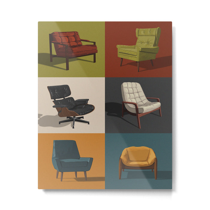 Mid-Century Chairs No. 2 Metal Print Gallery Image 1