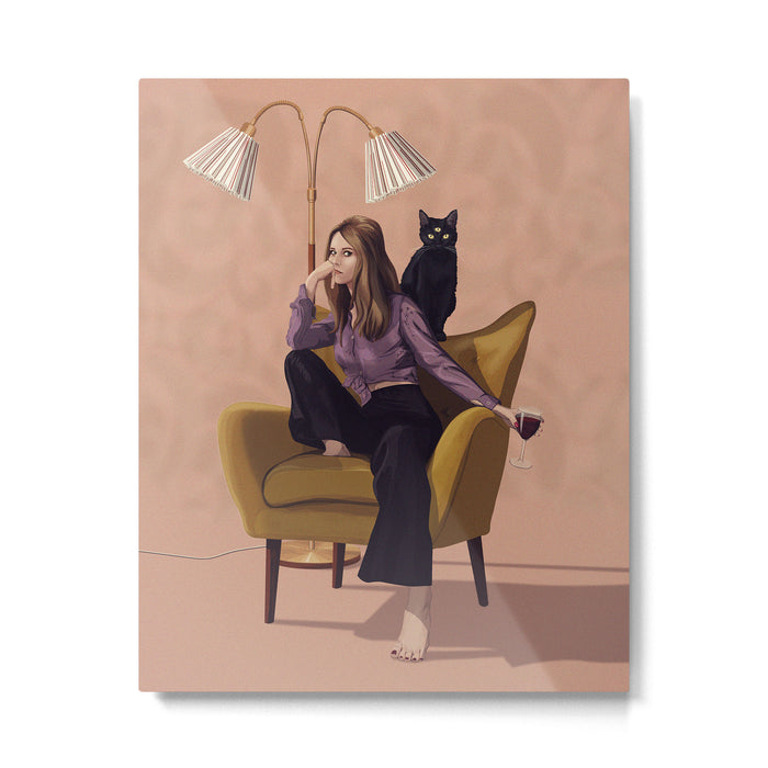 Woman With Wine Metal Print Gallery Image 1