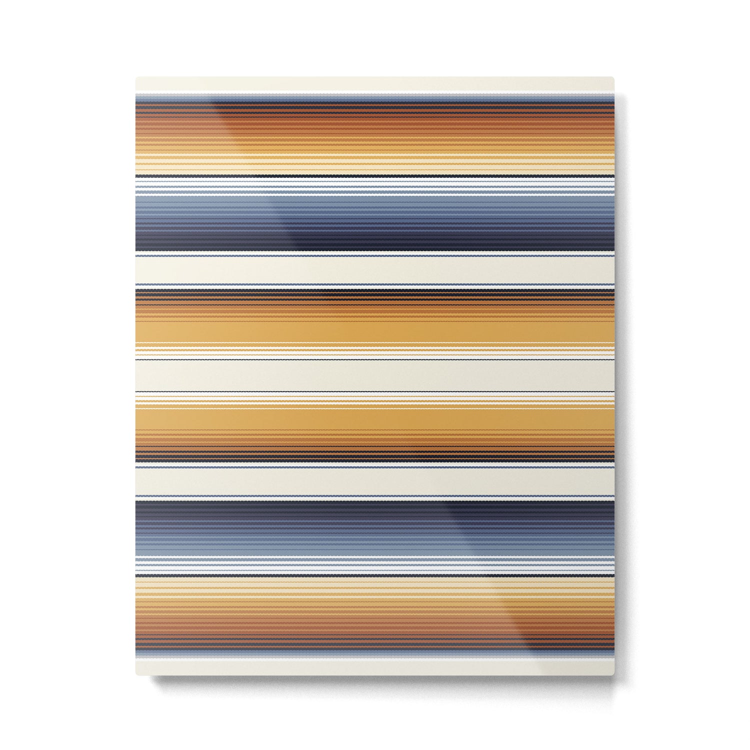 Indigo Blue, Amber Brown and Navajo White Southwest Serape Blanket Stripes Metal Print Gallery Image 6