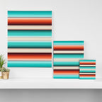 Navajo White, Turquoise and Burnt Orange Southwest Serape Blanket Stripes Canvas Print Gallery Image 3