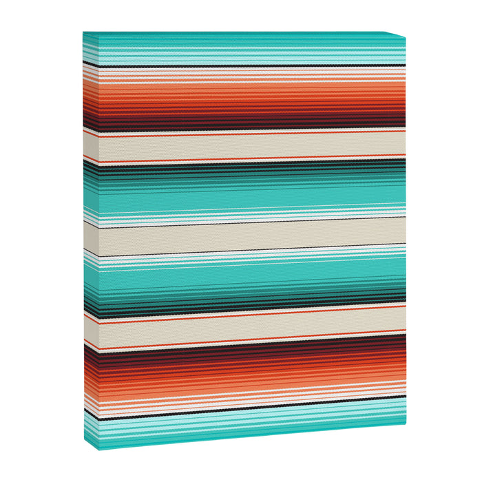Navajo White, Turquoise and Burnt Orange Southwest Serape Blanket Stripes Canvas Print Gallery Image 1
