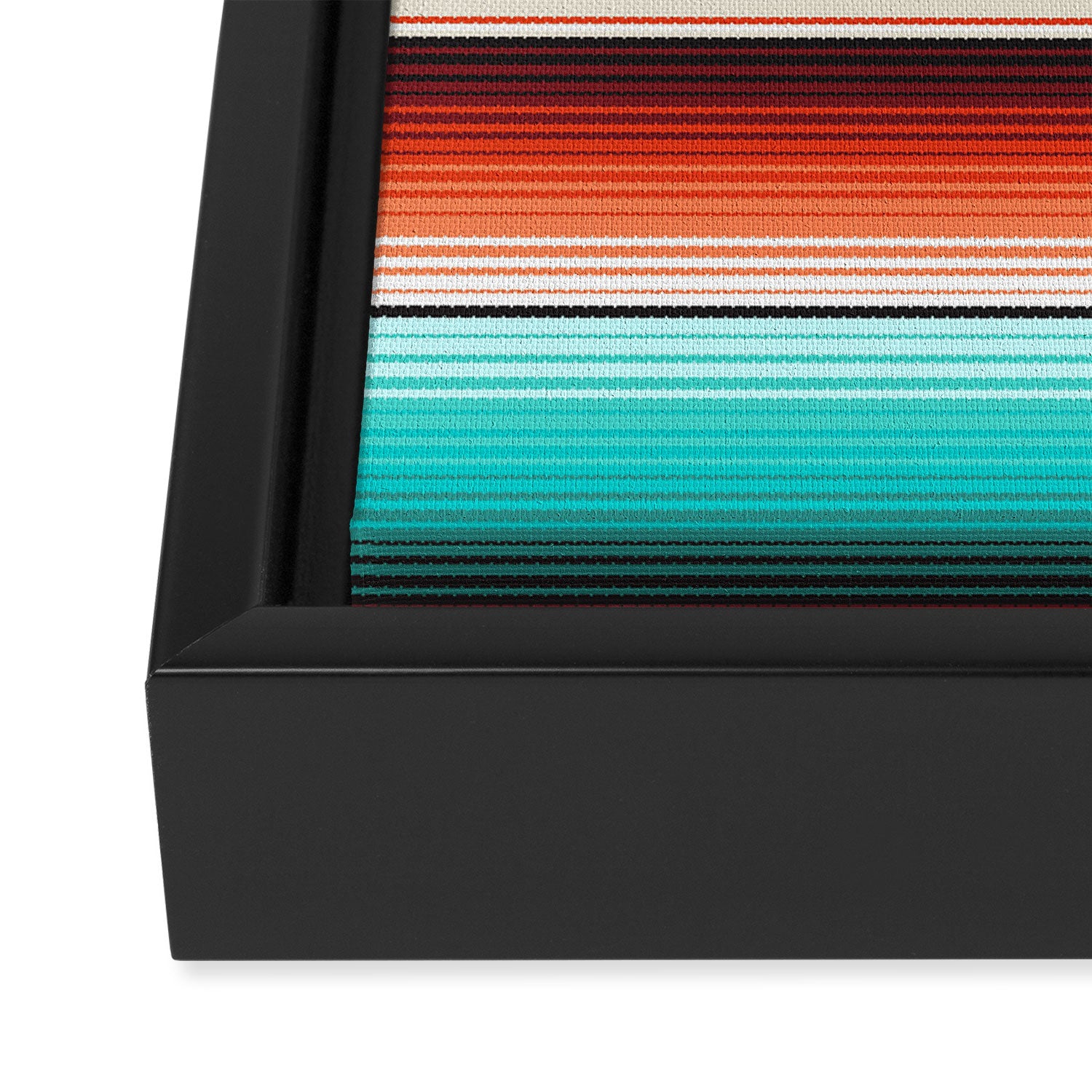 Navajo White, Turquoise and Burnt Orange Southwest Serape Blanket Stripes Framed Canvas Print Gallery Image 3