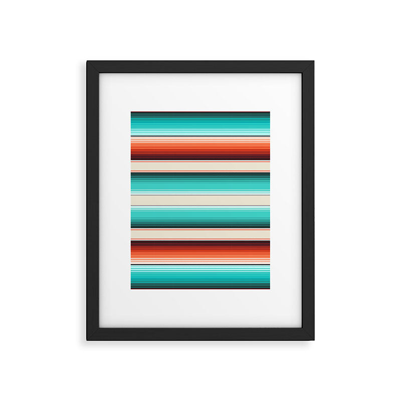 Navajo White, Turquoise and Burnt Orange Southwest Serape Blanket Stripes Framed Art Print Gallery Image 6