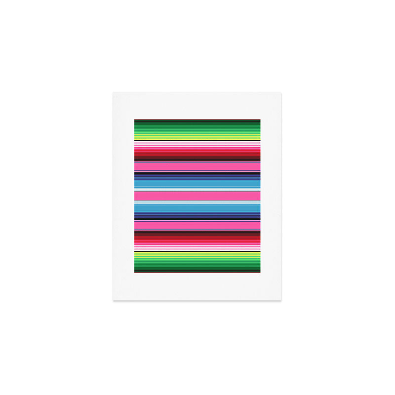 Pink Mexican Serape Blanket Stripes Art Print Gallery Image 1