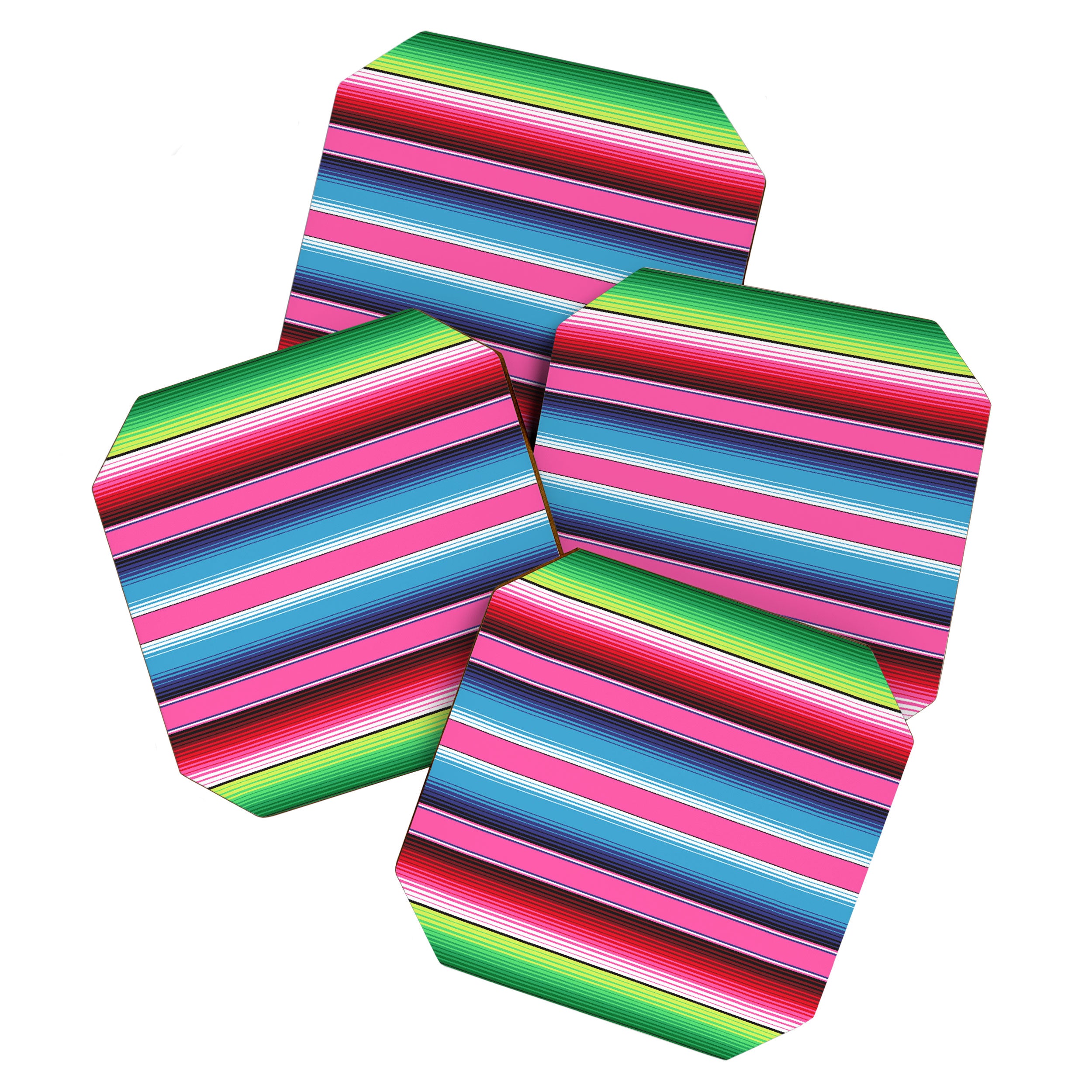 Pink Mexican Serape Blanket Stripes Coaster Gallery Image 1