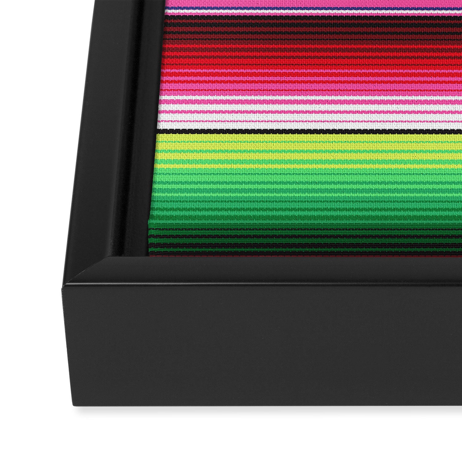 Pink Mexican Serape Blanket Stripes Framed Canvas Print Gallery Image 3
