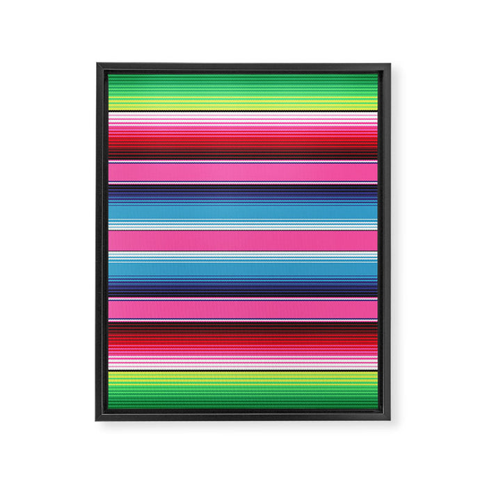 Pink Mexican Serape Blanket Stripes Framed Canvas Print Gallery Image 1