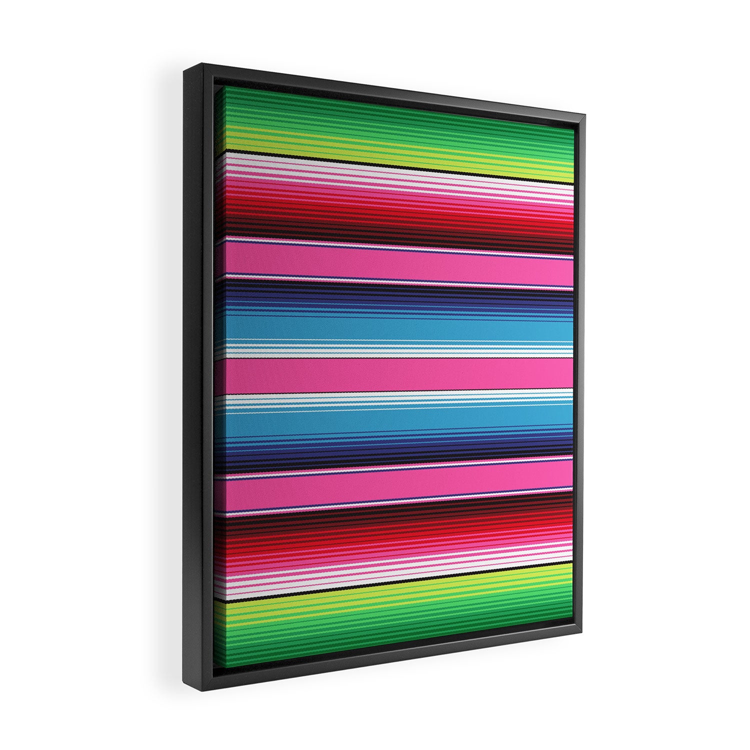 Pink Mexican Serape Blanket Stripes Framed Canvas Print Gallery Image 2