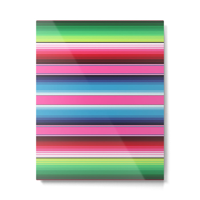 Pink Mexican Serape Blanket Stripes Metal Print Gallery Image 1