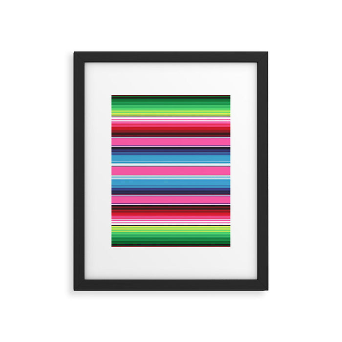 Pink Mexican Serape Blanket Stripes Framed Art Print Gallery Image 1