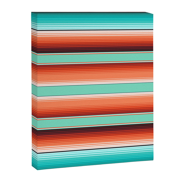 Teal Turquoise and Burnt Orange Southwest Serape Blanket Stripes Canvas Print Gallery Image 1
