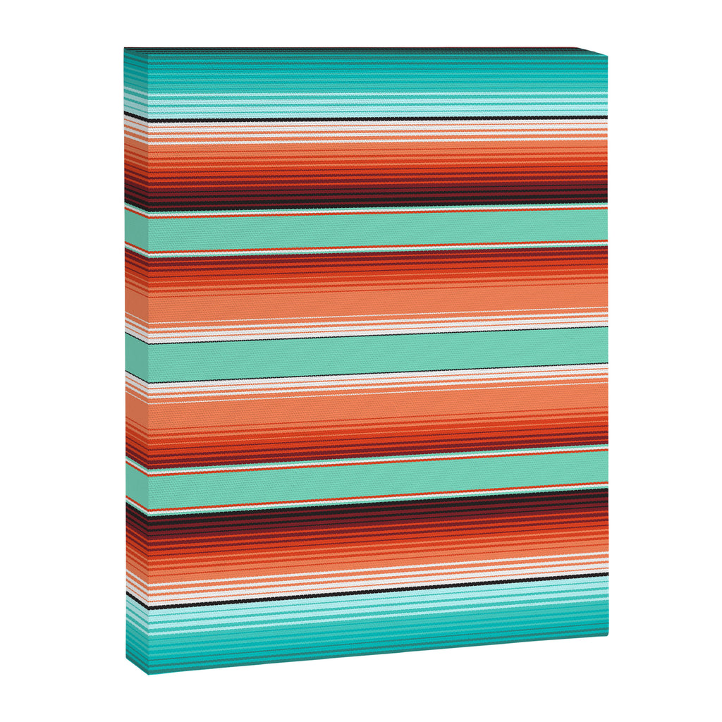 Teal Turquoise and Burnt Orange Southwest Serape Blanket Stripes Canvas Print Gallery Image 8