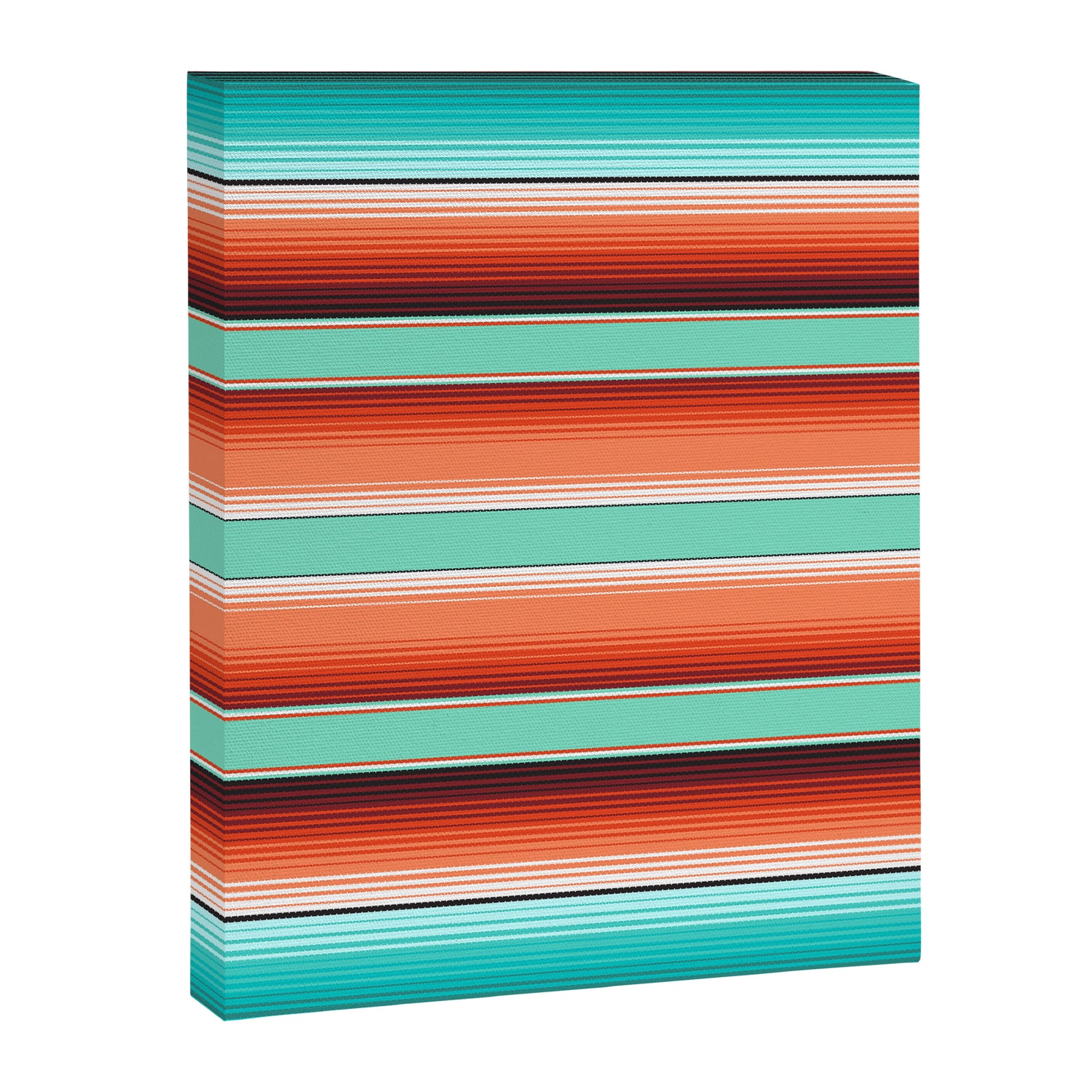Teal Turquoise and Burnt Orange Southwest Serape Blanket Stripes Canvas Print Gallery Image 8