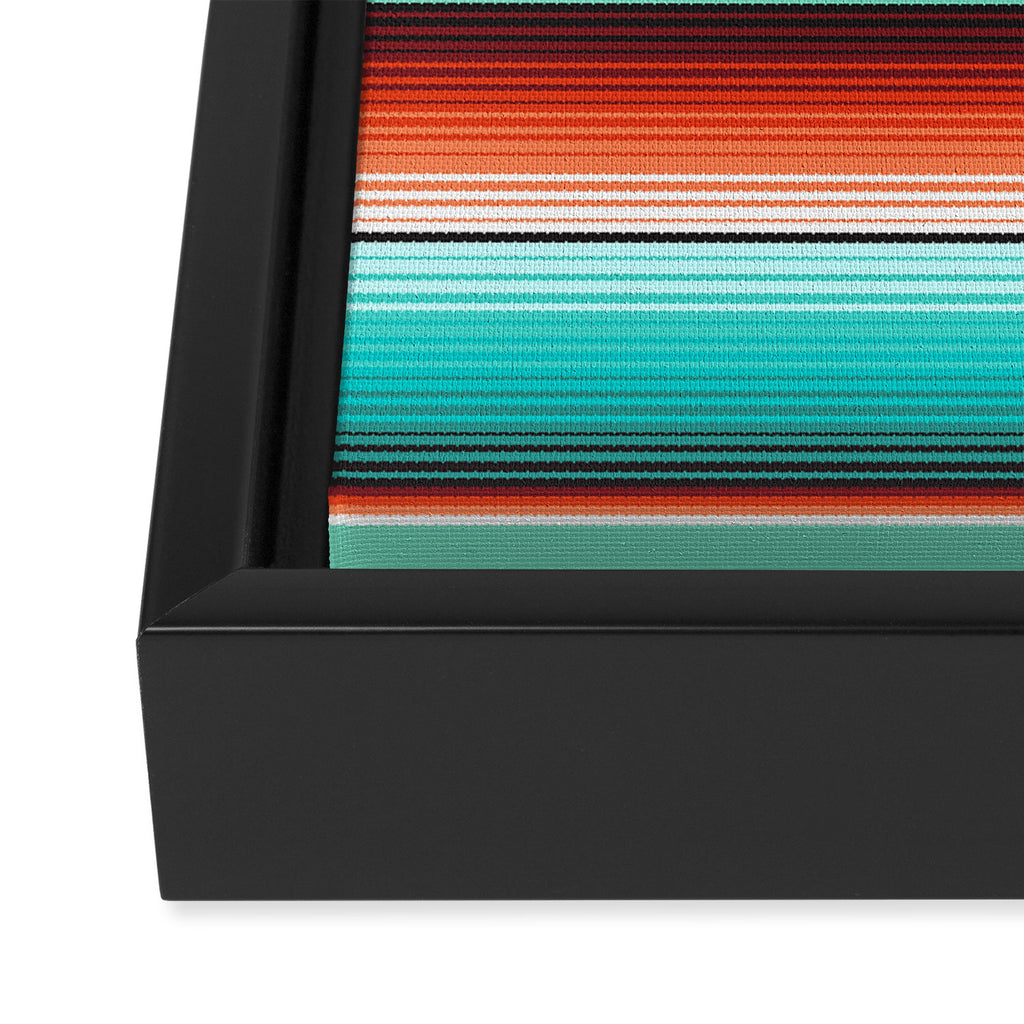Teal Turquoise and Burnt Orange Southwest Serape Blanket Stripes Framed Canvas Print Gallery Image 3