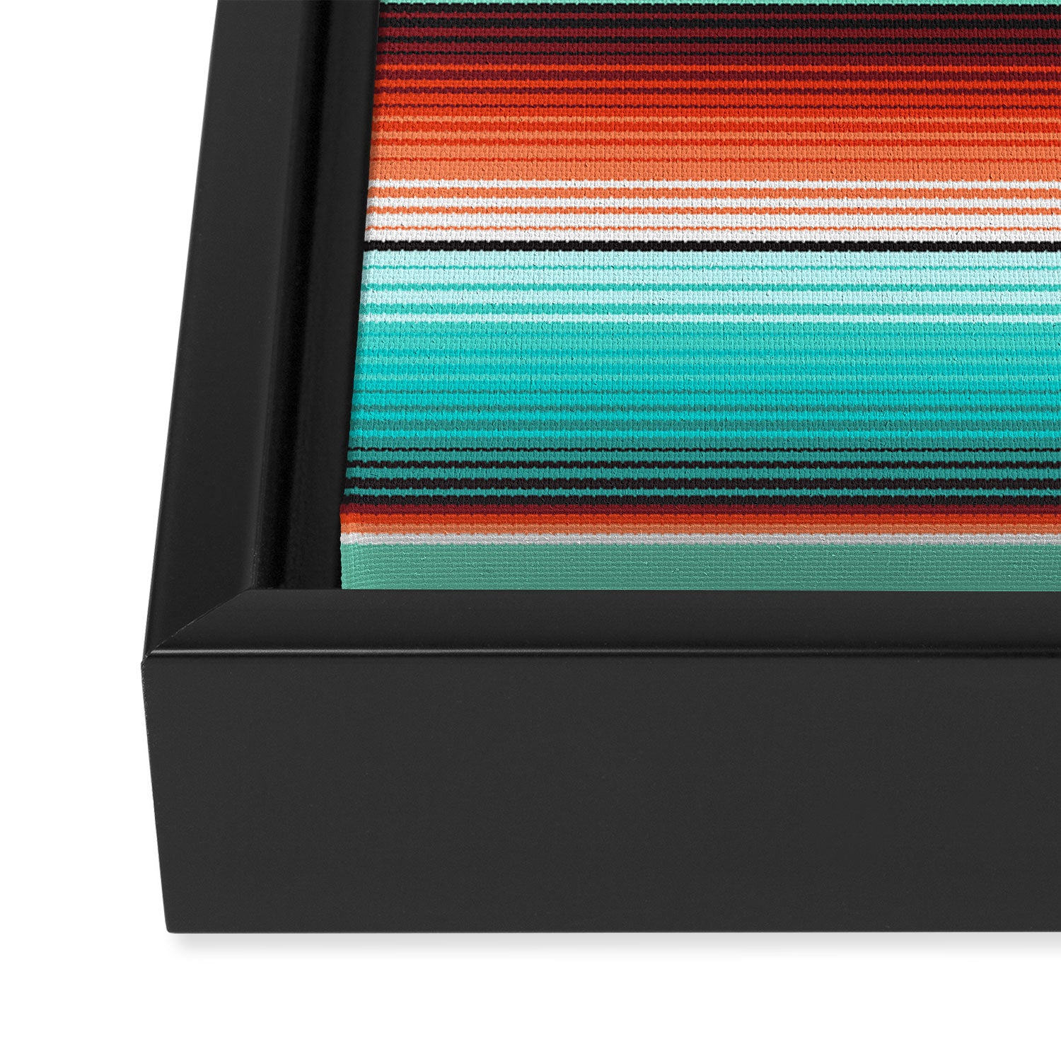 Teal Turquoise and Burnt Orange Southwest Serape Blanket Stripes Framed Canvas Print Gallery Image 3