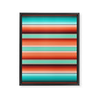 Teal Turquoise and Burnt Orange Southwest Serape Blanket Stripes Framed Canvas Print Gallery Image 8
