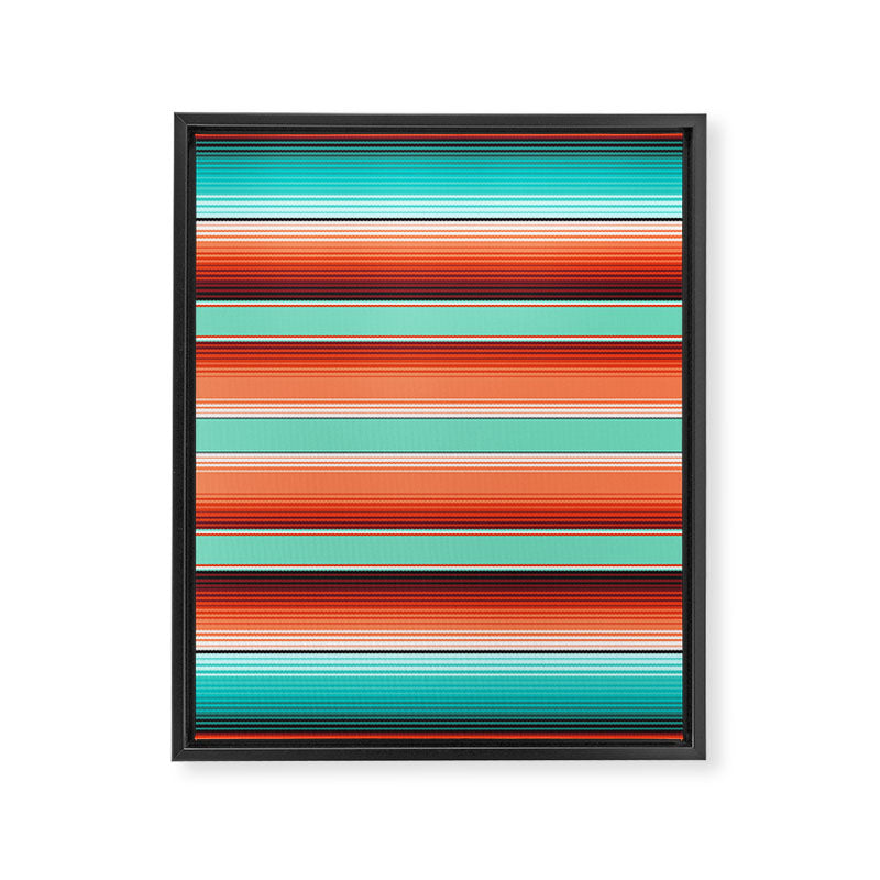 Teal Turquoise and Burnt Orange Southwest Serape Blanket Stripes Framed Canvas Print Gallery Image 8