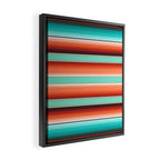 Teal Turquoise and Burnt Orange Southwest Serape Blanket Stripes Framed Canvas Print Gallery Image 2